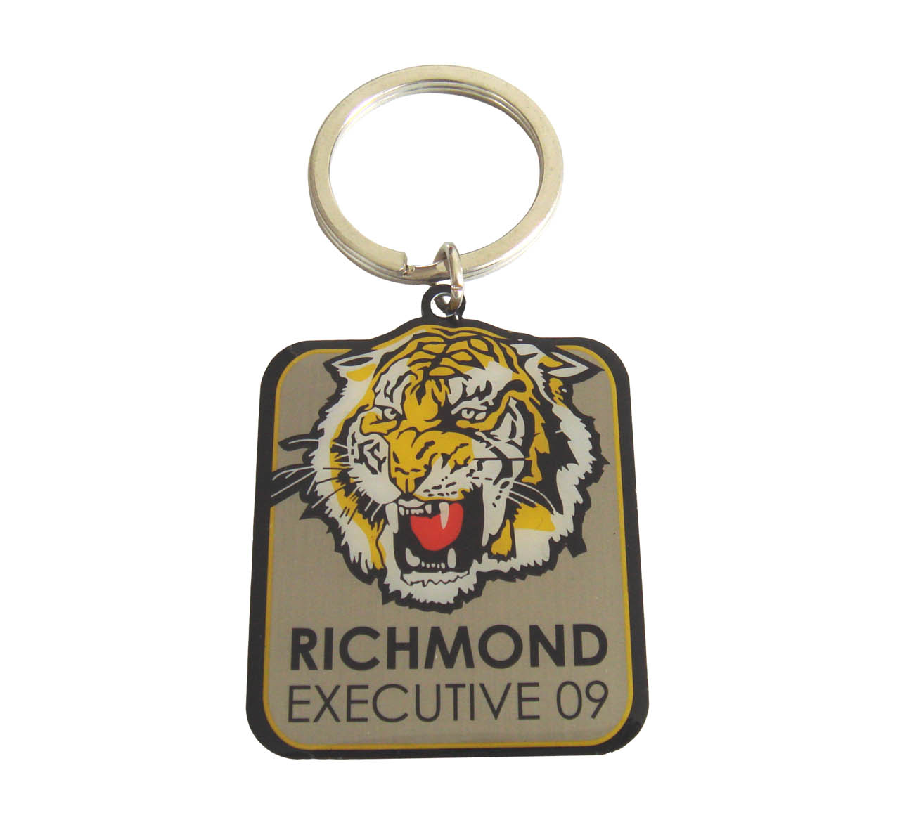 Rechthoekige koperen kat metalen sleutelhanger