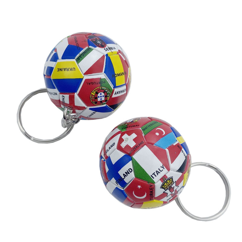 European cup world flag logo football keychain