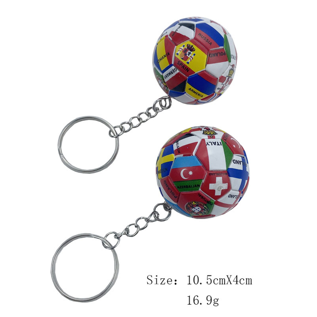 European cup world flag logo football keychain
